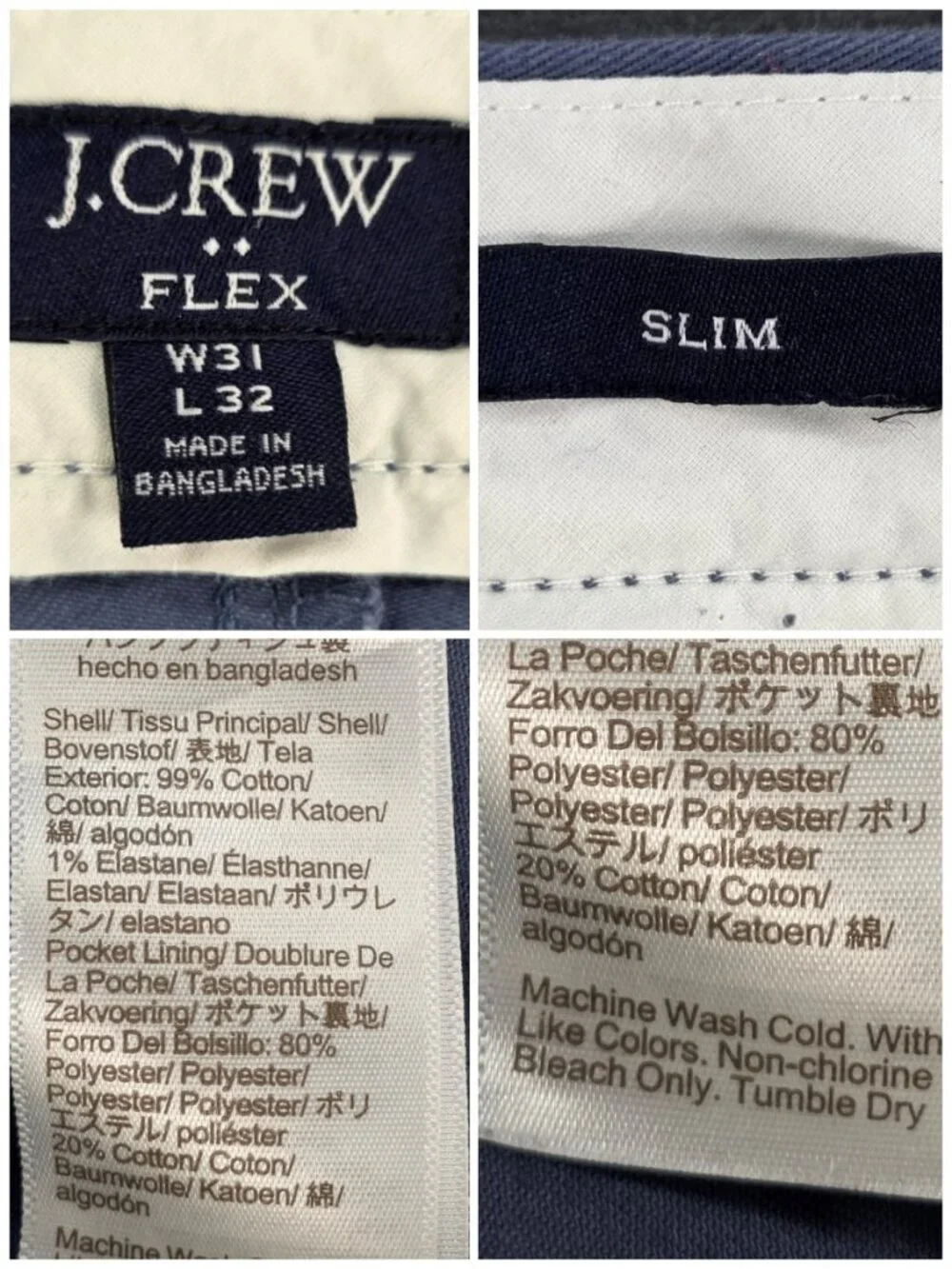 J. Crew Flex Men's Slim Chino Pants 31x32 Light Blue Stretch